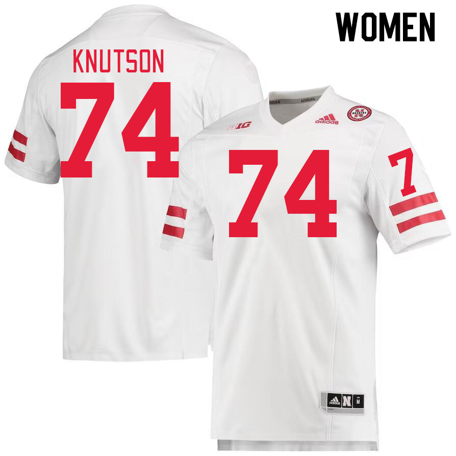 Women #74 Brock Knutson Nebraska Cornhuskers College Football Jerseys Stitched Sale-White